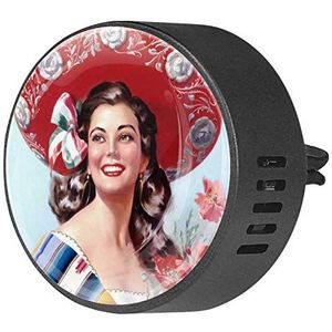 Nananma Auto Aromatherapie Essentiële Diffuser Auto Luchtverfrisser Vent Clip, Vintage Mexicaanse Pin Up Art Patroon, 2 pack