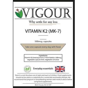 Vitamine K2 (MK-7) - 180 Capsules met hoge weerstand van 500mcg