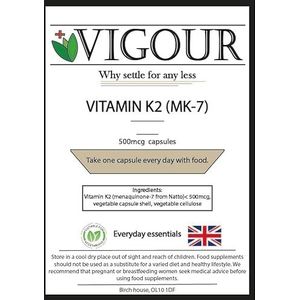 Vitamine K2 (MK-7) - 180 Capsules met hoge weerstand van 500mcg