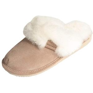 Hollert Leather Malibu Pantoffels van lamsvacht voor dames, beige wit, 40 EU