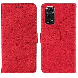 Telefoon Flip Case Cover, Compatibel Met Xiaomi Redmi Note 11S 4G Kaartsleufhouder Afneembare Polsband Flip-telefoonhoes Multifunctioneel Hoesje Compatibel Met Xiaomi Redmi Note 11S 4G (Color : Rosso