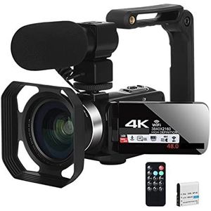 Videocamera Vlogcamera Recorder 4K digitale vlog-camera for video-opname streaming webcam Outdoor draagbare camcorder 18X fotografierecorder(32G SD Card,With MIC Lens)