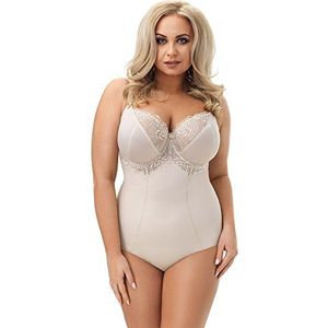 Selente My Secret Shapingbody (made in EU) figuurvormende beugelbody met elegante kanten versiering in grote keuze (B-cup tot G-cup), Beige ongevoerd, 85D