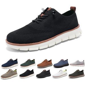 Ultracomfortabele orthopedische schoenen, heren casual mode wandelsneakers van mesh met antislipzool, instappers for in de stad(Black,48 EU)