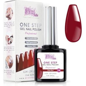 Semi-Permanente UV/Led Nagellak One Step 12 ml - Donkerrood - UV Nagellak voor Onmiddellijk Glanzende Nagels met of zonder Basis en Top Coat