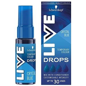 Schwarzkopf LIVE Color Drops Vegan Semipermanente blauwe haarverf, 2 tot 12 wasbeurten, kleur Crystal Blue 30 ml