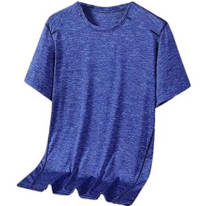 Dvbfufv Heren Outdoor Dunne Ademend Zijde Sneldrogend T-shirt met korte mouwen Sport Training Tops, Blauw, M