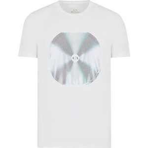 A|X ARMANI EXCHANGE Heren Slim Fit Stretch Katoen Muziekrecord Grafische Logo Tee T-Shirt, Off-White, Large, Gebroken Wit, L