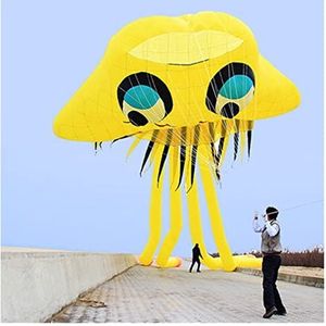 LEARNE Vliegers 5 m kwallen vlieger 3D octopus zachte vlieger marine dier vlieger kinderen cadeau buitensport vlieggereedschap (kleur: 5 m paars)