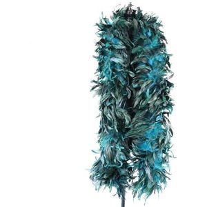 2 meter/partij gekleurde haan kippenveren boa 200g sjaal natuurlijke pikpluimen voor ambacht l bruiloft carnaval l decor-meer blauw-2M 200G