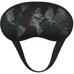 Slaapoogmasker voor dames en heren, zacht, comfortabel slaapmasker, verduisterend, slaapoogbedekking voor reizen, yoga, dutje, werk, zwarte wereldkaart