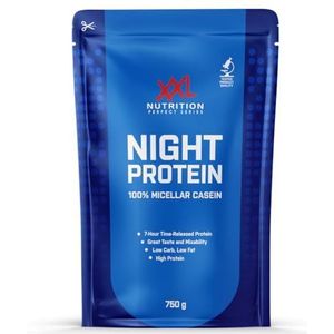 XXL Nutrition - Night Protein - 100% Micellar Caseïne Eiwit - Eiwitpoeder Proteïne Shake - Eiwitgehalte 87% - Chocolade Hazelnoot - 750 gram
