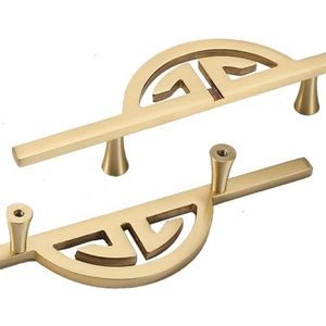 Meubelhandvat Gouden Kastgrepen Vintage, 2 STUKS Kastgrepen Massief Messing | Geanodiseerd oppervlak, 96 mm kastdeurgrepen met schroeven - 185 mm/7,3 inch (Color : Gold, Size : Hole spacing: 128mm/5