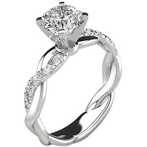 Zilveren ring bruids diamant elegant, Nourich verlovingsring trouwring, sterling zilver sierlijke verstelbare verklaring verlovingsringen sieraden geschenken voor dochter verjaardag