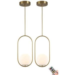 Hanglamp op batterijen met oplaadbare gloeilamp, dimbaar, programmeerbaar, hangende plafondlamp, werkt op batterijen, niet bekabeld, voor keukeneiland, eettafel, zout