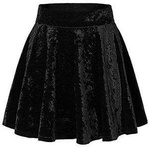 Urban GoCo Vintage fluwelen mini-uitlopende skaterrok voor dames, #2 Zwart, M
