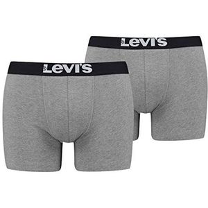 Levi's Solid Basic Boxershort voor heren (set van 2), 758, Middle Grey Mélange, L