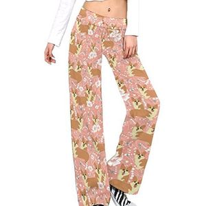 Mardi Gras Yogabroek met bloemen voor dames, casual broek, loungebroek, trainingspak met trekkoord, 3XL