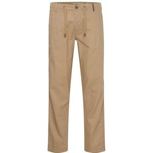 INDICODE Ives Linnen broek voor heren, lange broek, comfortabele stoffen broek van hoogwaardige linnenmix, Cornstalk (013), L