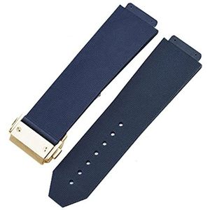 INEOUT Bekijk armband compatibel met Hublot Big Bang Classic Fusion Vouwen gesp siliconen rubberen horlogeband horloge accessoires horlogeband ketting (Color : Blue-Gold Clasp, Size : 28mm)