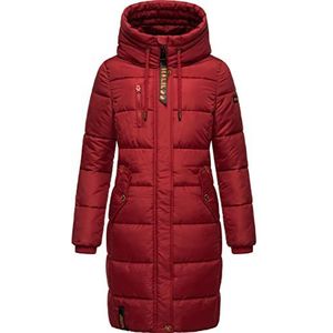 Marikoo Yuikoo Winterjas voor dames, warm, gewatteerd, lang, met capuchon, XS-XXL, Blood Red., M