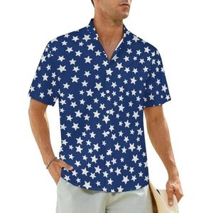 Marineblauw Night Sky Stars herenoverhemden korte mouwen strandshirt Hawaiiaans shirt casual zomer T-shirt M