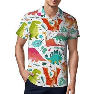 Dino dinosaurus Rex heren golf poloshirt zomer korte mouw T-shirt casual sneldrogende T-shirts 2XL