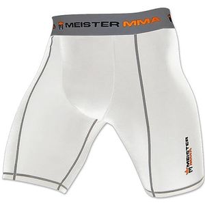 Meister MMA Compressie Rush Fight Shorts w/Cup Pocket, Wit, L