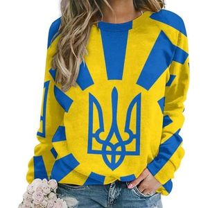 Oekraïense vlag nieuwigheid sweatshirt voor vrouwen ronde hals top lange mouw trui casual grappig