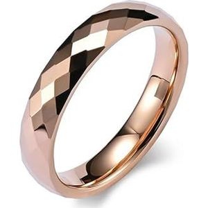 4MM wolfraam staal diamant geslepen gezicht ring unisex stijl wolfraamcarbide trouwring alternatieve paar hand sieraden (Color : Rose gold, Size : 6#)
