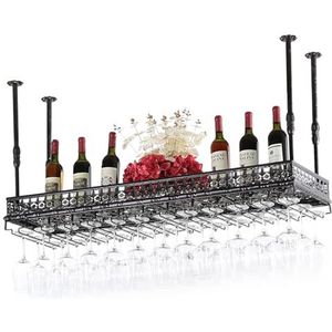 Wijnrekken Plafondwijnrekken | Hangende wijnglashouder | Vintage wijnfleshouder | Rustieke wandgemonteerde glaswerkhouder Plafondplank (Size : 60x35cm)