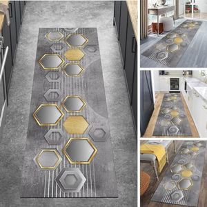 Modern grijs goud hal runner tapijt, smalle gang hal entree runner tapijt, antislip wasbare keuken korte matten 60cm/70cm/80cm/100cm breed (Size : 70×350cm)