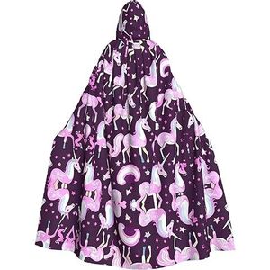 OdDdot Eenhoorns Roze Volwassen Halloween Hooded Cloak- volwassen mantel, Duurzaam en Comfortabel heks adulthalloween kostuum