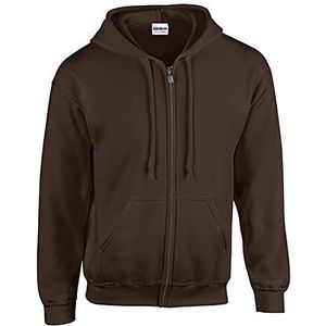 GILDAN Heren capuchontrui volwassenen 50/50. Full Zip Hooded Sweat/18600, effen, bruin (dark chocolade)., L