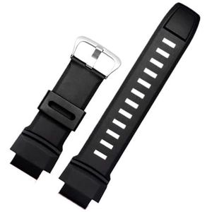 18mm vervangende horlogeband geschikt for Casio PROTREK PRG-260/550/250/500 PRW-3500/2500/5100 waterdichte siliconen zwarte band (Color : Black-silver, Size : 18mm)