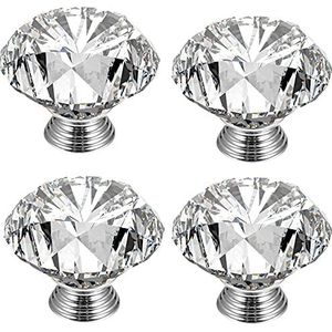 Kristallen Deurknoppen Helder Glas Diamant Geslepen Lade Knoppen Kledingkast Handgrepen 4 stks Keukenkastje