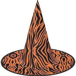 SSIMOO Tijgerstrepen oranje patroon Halloween feesthoed, grappige Halloween-hoed, brengt plezier op het feest, maak je de focus van het feest