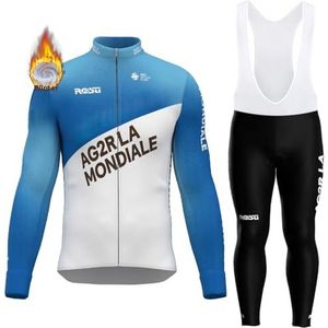 DEHIWI Fietstrui voor heren, winter, MTB-jerseyset, fietskleding + gelgevoerde koersbroek, fietspak, thermische fleece