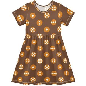 LI ZHI XIN Meisjes Jurk Kinderen Zomer Korte Mouw Ronde Hals Casual Jurken voor Leeftijd 2-8 Dobbelstenen Patroon, Meerkleurig, 2 jaar