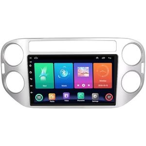 Dubbele DIN Android 14 autoradio voor Volkswagen Tiguan 2006-2016 9 Duim QLED Touch screen-met Draadloze Carplay Android Auto GPS navigatie 4G WiFi Stuurwielbediening achteruitrijcamera(P2 WIFI 4-Core