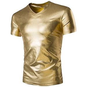 Gecoate gouden zilveren shirts mannen nachtkleding glanzende t -shirt mannen casual lang