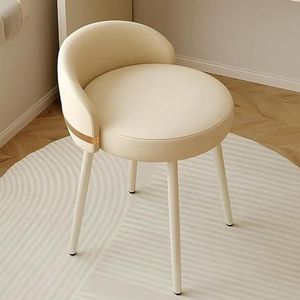 Vanity Chair for dames, comfortabele accentstoel met lage rug, draaibare witte pu-leer gestoffeerde stoel make-upkruk for slaapkamer, garderobe, woonkamer (Color : Beige)