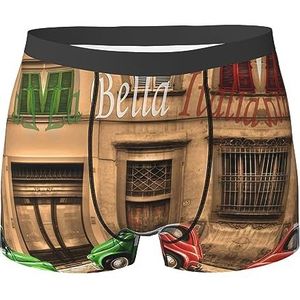 ZJYAGZX Mooie Italië Print Heren Zachte Boxer Slips Shorts Viscose Trunk Pack Vochtafvoerende Heren Ondergoed, Zwart, S