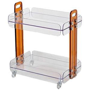 Rollende Bijzettafel, 2-laags Mobiele Salontafel Met Opbergplank En Afsluitbare Zwenkwielen, For Keuken Slaapkamer Badkamer Kantoor Woonkamer(Orange)