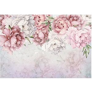 WallArena Fotobehang bloemen pioenroos romantische rozen woonkamer slaapkamer behang vliesbehang latexdruk UV-bestendig geurvrij hoge resolutie klaar voor montage (13926, V8 (368x254 cm) 4 banen)