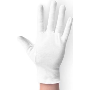 ANSMIO 2 paar katoenen handschoenen, witte handschoenen voor droge handen, katoenen handschoenen om te slapen, hydraterende nachthandschoenen, witte handschoenen van 100% katoen, maat L (2 paar)