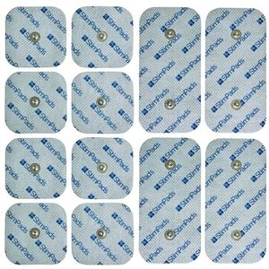 StimPads elektroden compatibel met Compex. Combi Pack van 12 Elektroden (4X 50x100mm en 8X 50x50mm) met 3,75mm Easy Snap. Gecertificeerd medisch product.