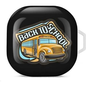 Schoolbus terug naar school oordopjes hoesje compatibel met Samsung hard shell beschermhoes witte stijl