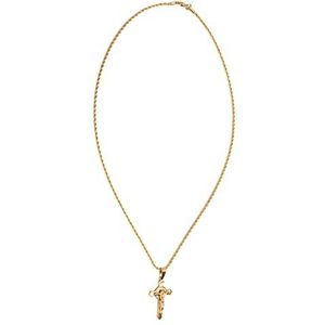 Christelijke kruisketting, prachtige kleur 23,6 inch ketting premium messing katholieke kruisketting voor mannen