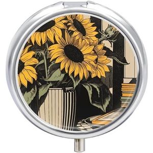 Ronde pillendoos 3 compartimenten pillendoosje voor portemonnee en zak kleine pillenorganizer bloemen in fles reizen pillendoos draagbare olie opbergdoos metalen geneeskunde vitamine organizer uniek